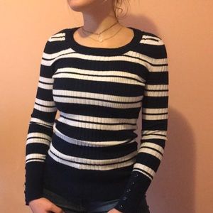 Stripped long thing sweater